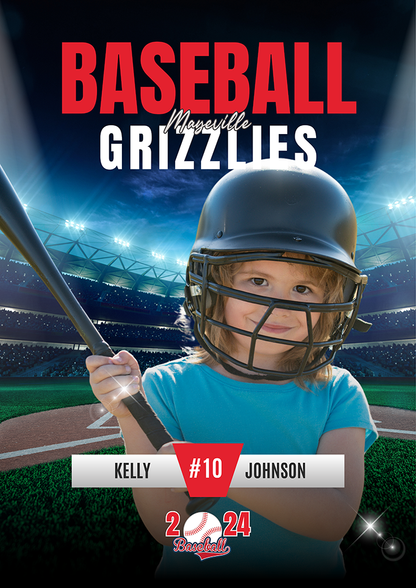 Baseball Trading Card Style 1 - Customized Wall Art Print