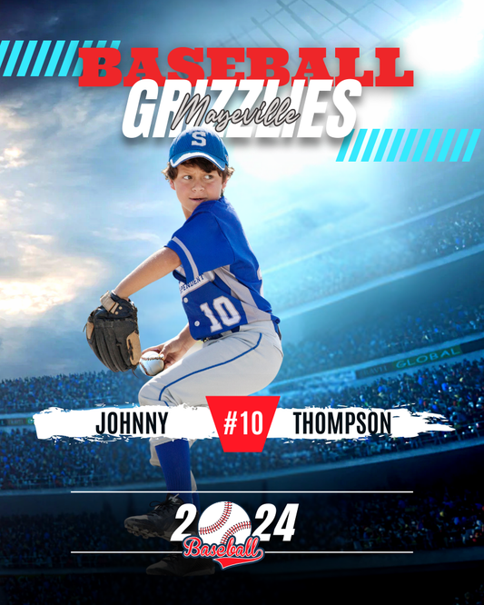 Baseball Trading Card Style 3 - Customized Wall Art Print