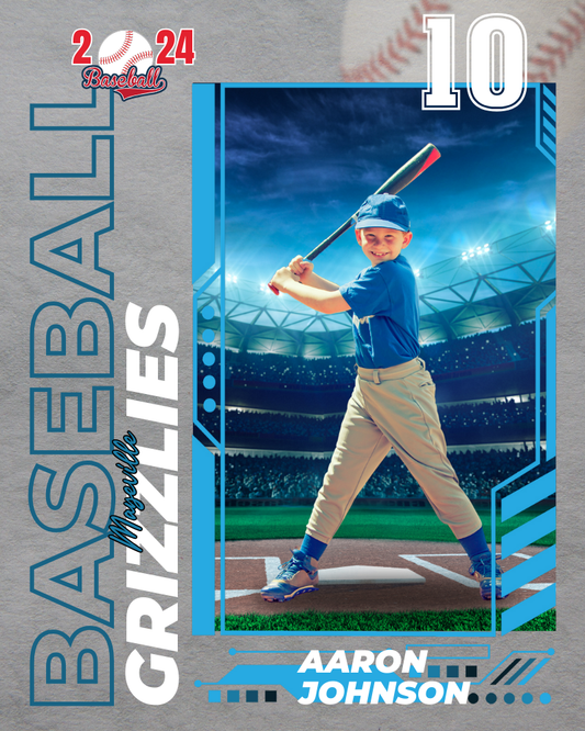 Baseball Trading Card Style 7 - Customized Wall Art Print