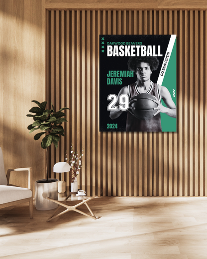 Basketball Trading Card Style 3 - Customized Wall Art Print