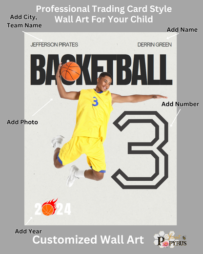 Basketball Trading Card Style 4 - Customized Wall Art Print