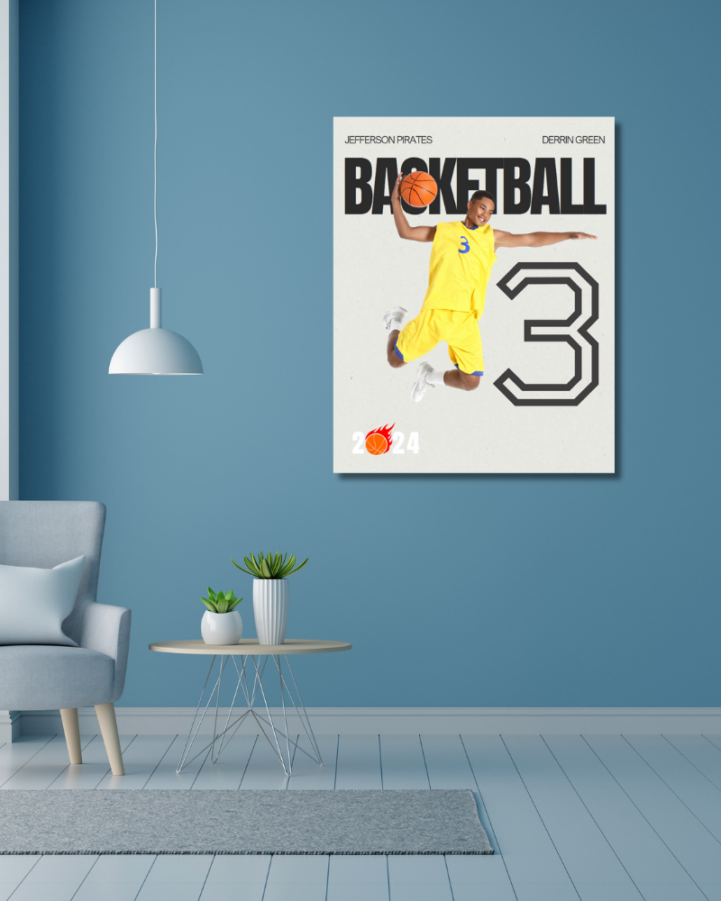 Basketball Trading Card Style 4 - Customized Wall Art Print