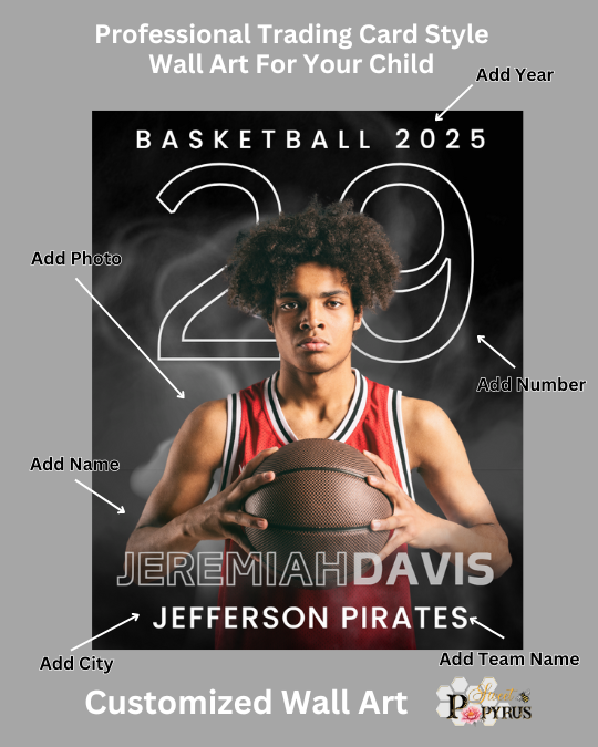 Basketball Trading Card Style 5 - Customized Wall Art Print