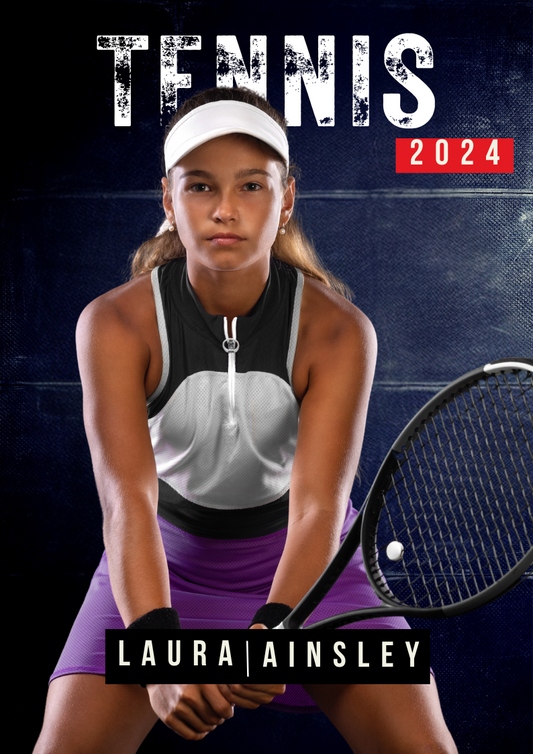 Tennis Trading Card Style 2 - Customized Wall Art Print