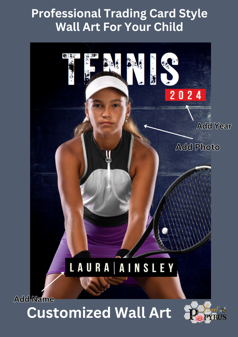 Tennis Trading Card Style 2 - Customized Wall Art Print