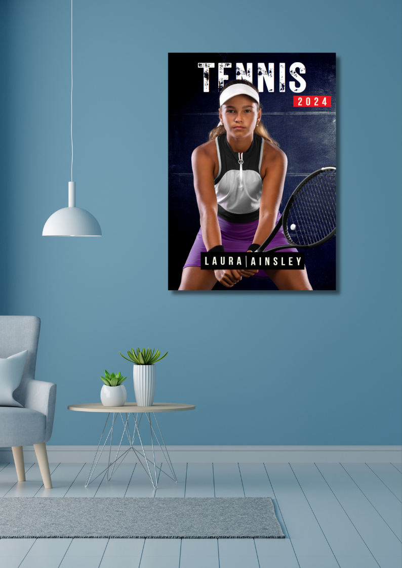 Tennis Trading Card Style 2 - Customized Wall Art Print