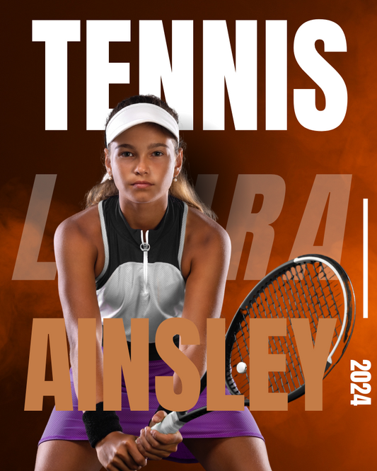 Tennis Trading Card Style 3 - Customized Wall Art Print