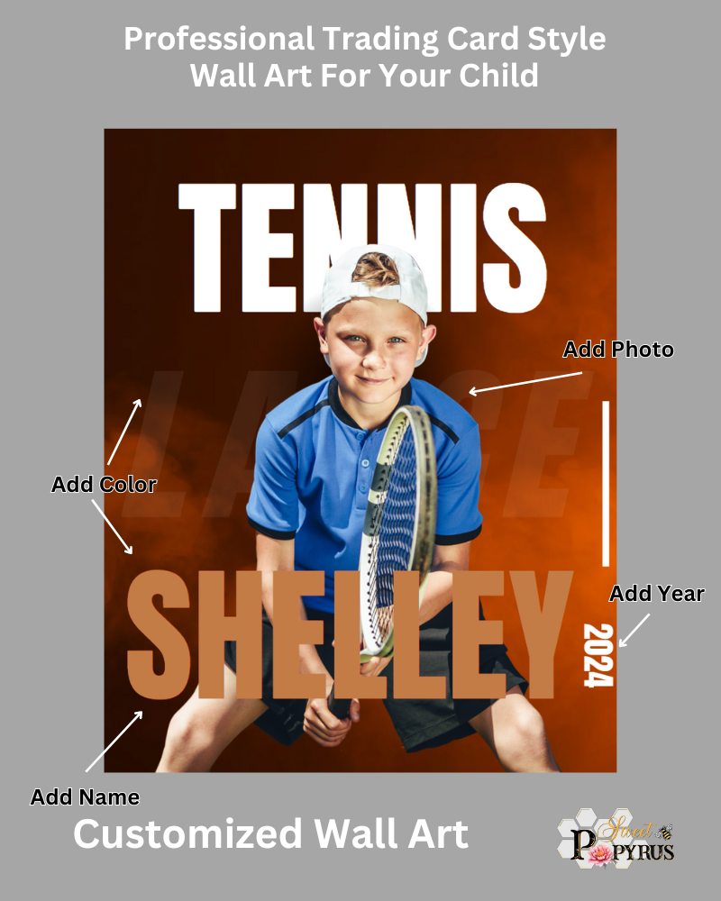 Tennis Trading Card Style 3 - Customized Wall Art Print